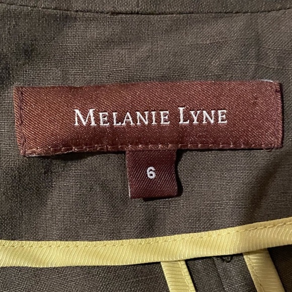 Melanie Lyne neutral minimalist linen silk open front lightweight blazer size 6 - Picture 7 of 7